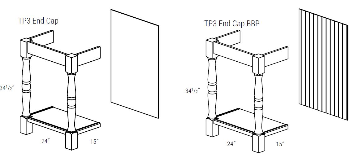 Traditional 3 inch Turned Post with Plywood or Beadboard Panel End Cap
