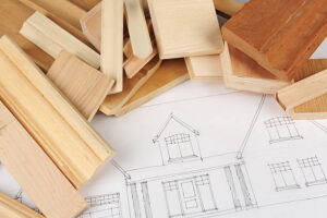 house blueprint and millwork material